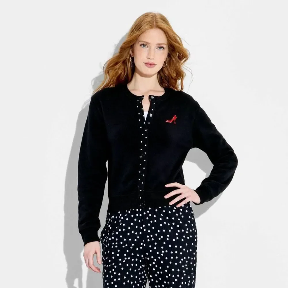 Women's The Devil Wears Prada Character Graphic Cardigan - Black XS